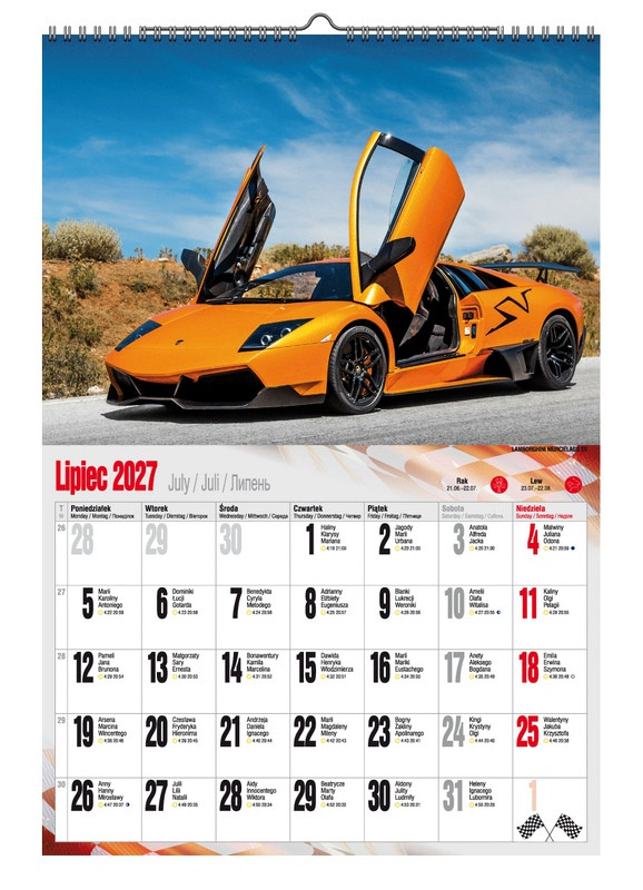 Kalendarz A3 VD.17 Super Cars Pan Kalendarzyk