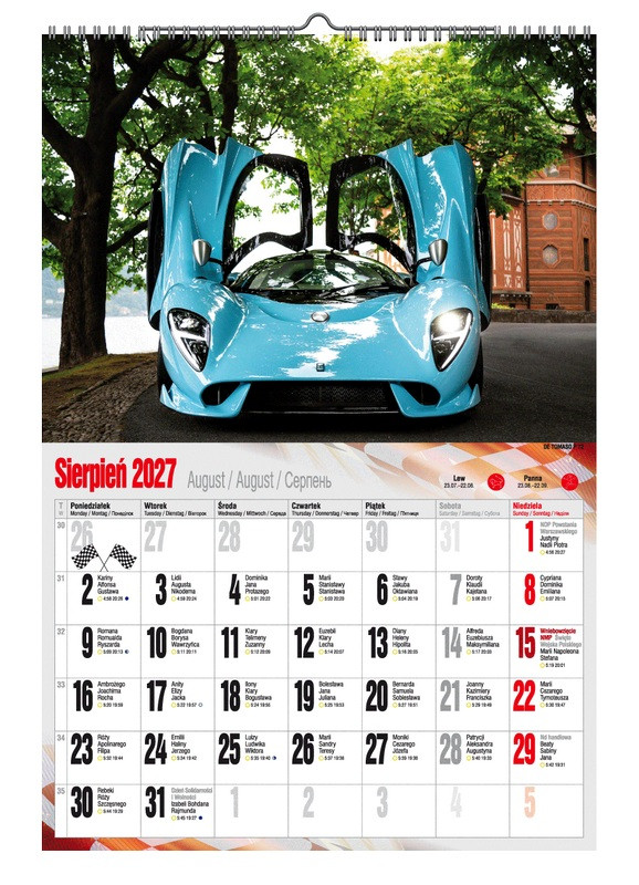 Kalendarz A3 VD.17 Super Cars Pan Kalendarzyk