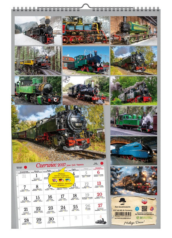 Kalendarz A3 VD.19 Parowozy Pan Kalendarzyk