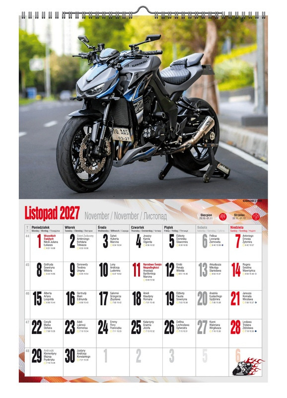 Kalendarz A3 VD.21 Motocykle Pan Kalendarzyk