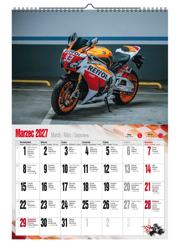 Kalendarz A3 VD.21 Motocykle Pan Kalendarzyk