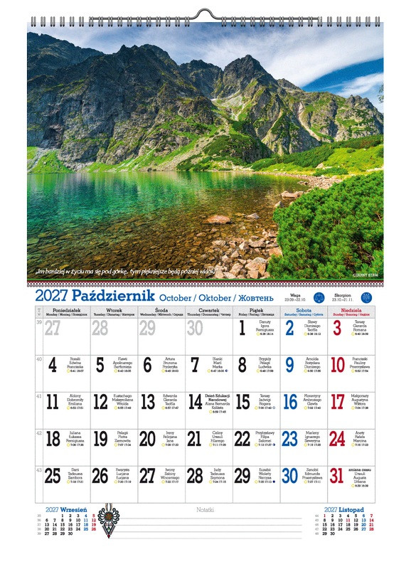 Kalendarz A3 v.1 Tatry, że Hej! Pan Kalendarzyk
