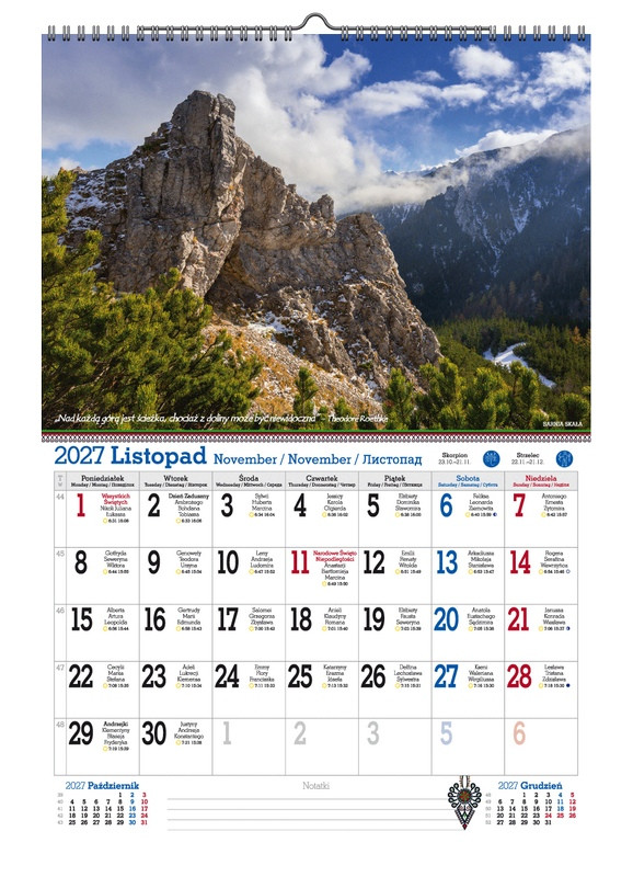 Kalendarz A3 v.1 Tatry, że Hej! Pan Kalendarzyk