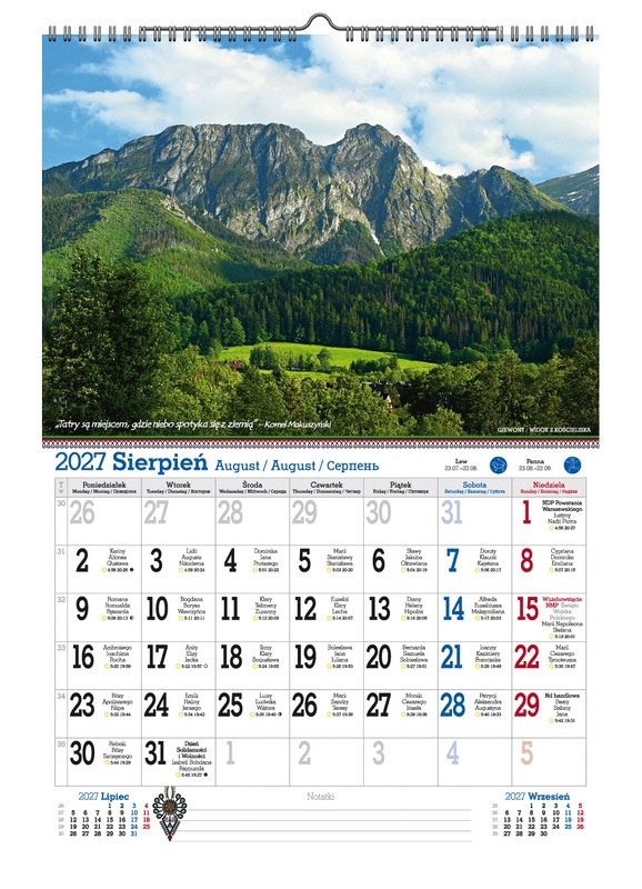 Kalendarz A3 v.1 Tatry, że Hej! Pan Kalendarzyk