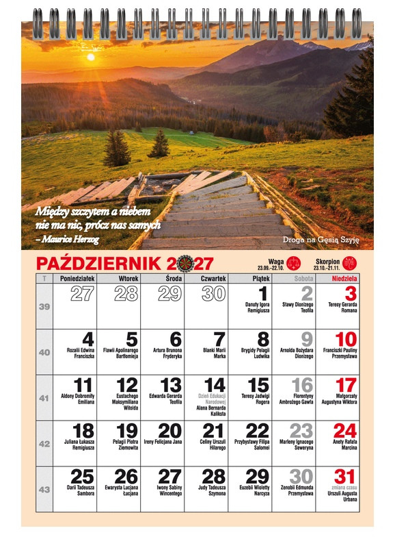 Kalendarz biurkowy pionowy miesięczny ze zdjęciem KBA5-MZ Pan Kalendarzyk