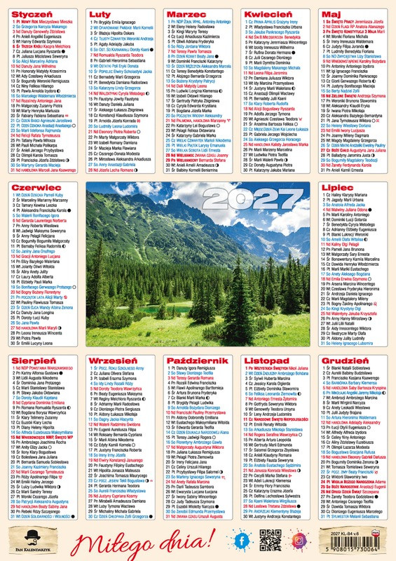 Kalendarz listkowy plakietka B4 Pan Kalendarzyk