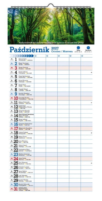 Kalendarz paskowy szeroki KPS v.1 Home manager Pan Kalendarzyk