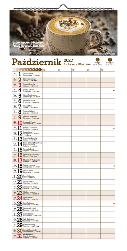 Kalendarz paskowy szeroki KPS v.2 Office manager Pan Kalendarzyk