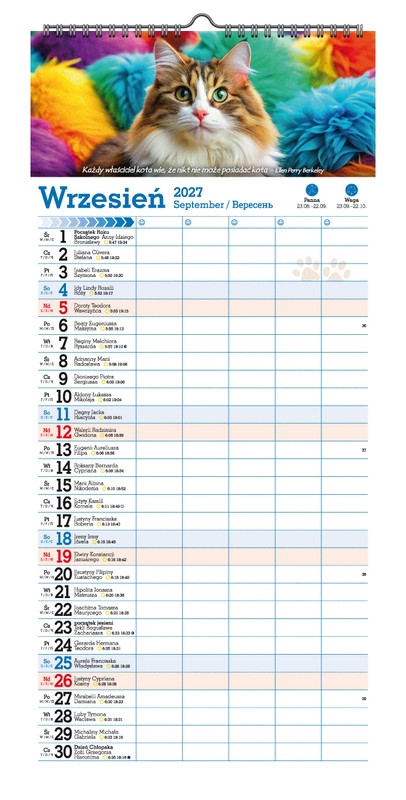 Kalendarz paskowy szeroki KPS V.6 Koty, kotki, koteczki Pan Kalendarzyk