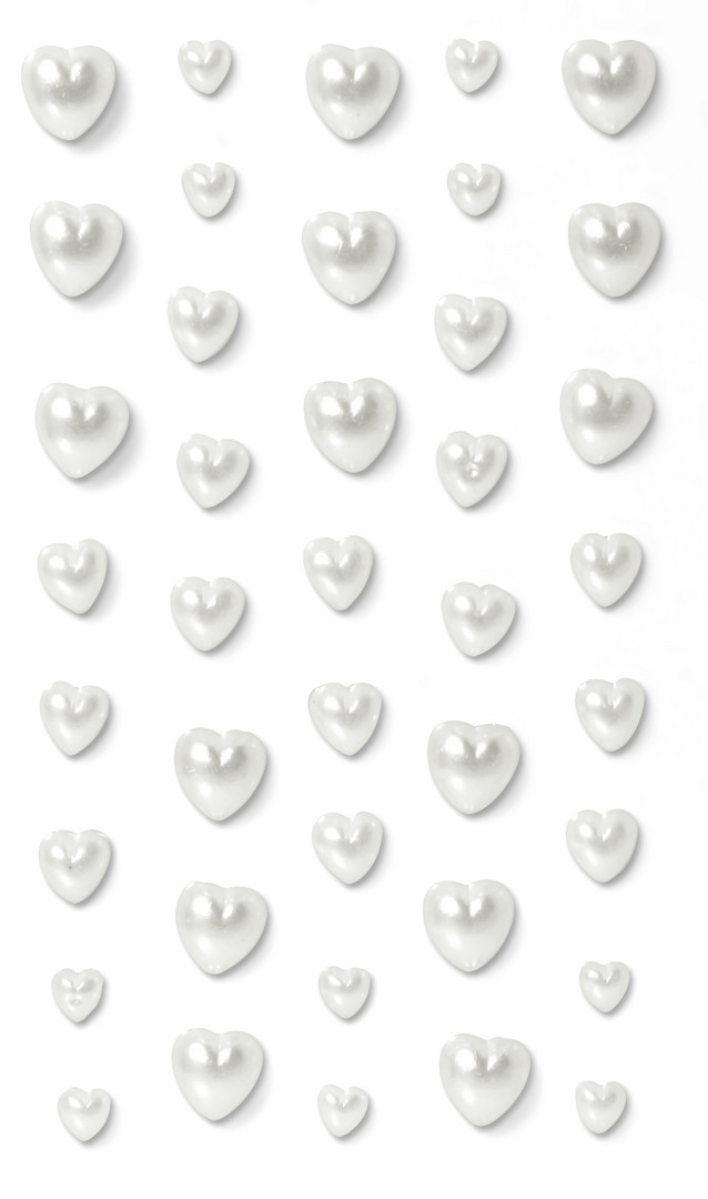 Perełki samoprzylepne serca 40szt. białe 251106 Argo