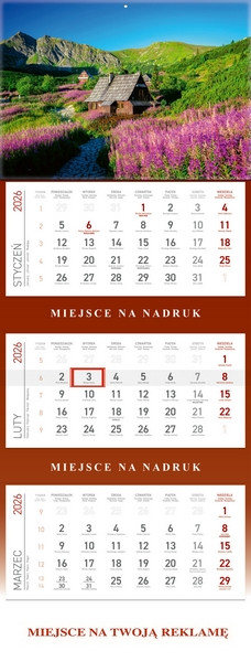 Kalendarz trójdzielny łamany Hala Gasięnic Wokół Nas KS055B