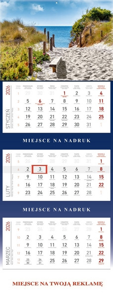 Kalendarz trójdzielny łamany MORZE Wokół Nas KS055B
