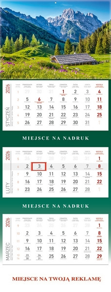 Kalendarz trójdzielny łamany GÓRY Wokół Nas KS055B