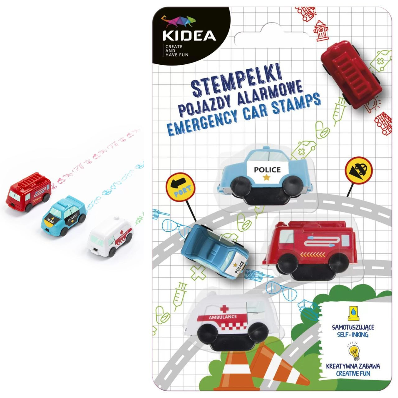 Stempelki dla dzieci Pojazdy alarmowe 3 sztuki Kidea / Derform