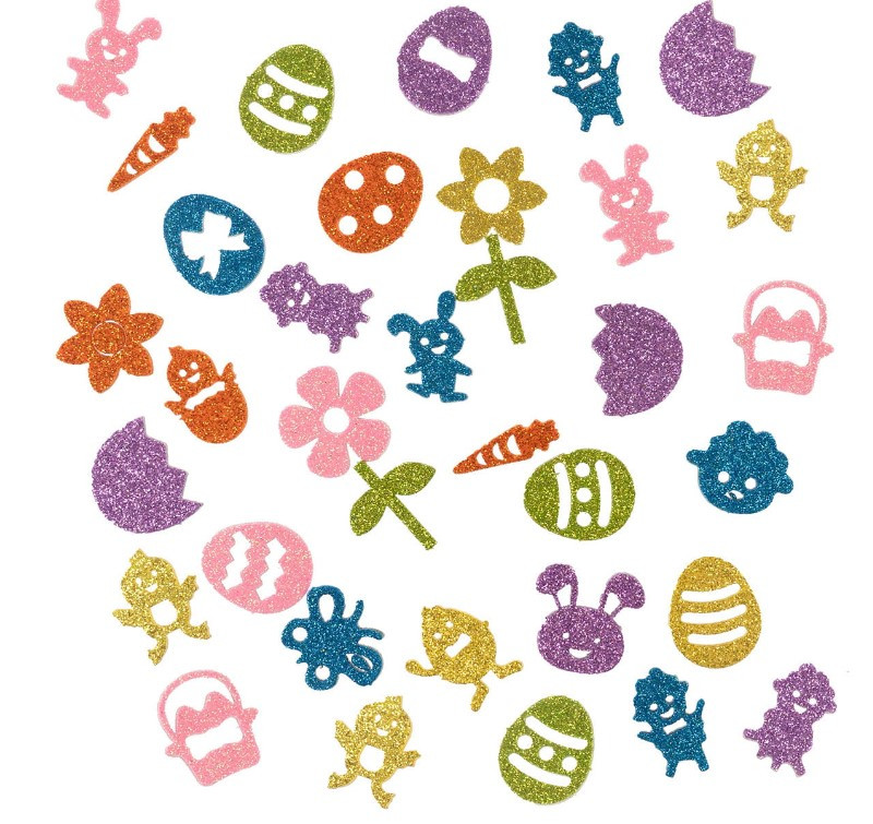 Brokatowe naklejki  - wielkanocne kształty z pianki Wielkanoc Arpex