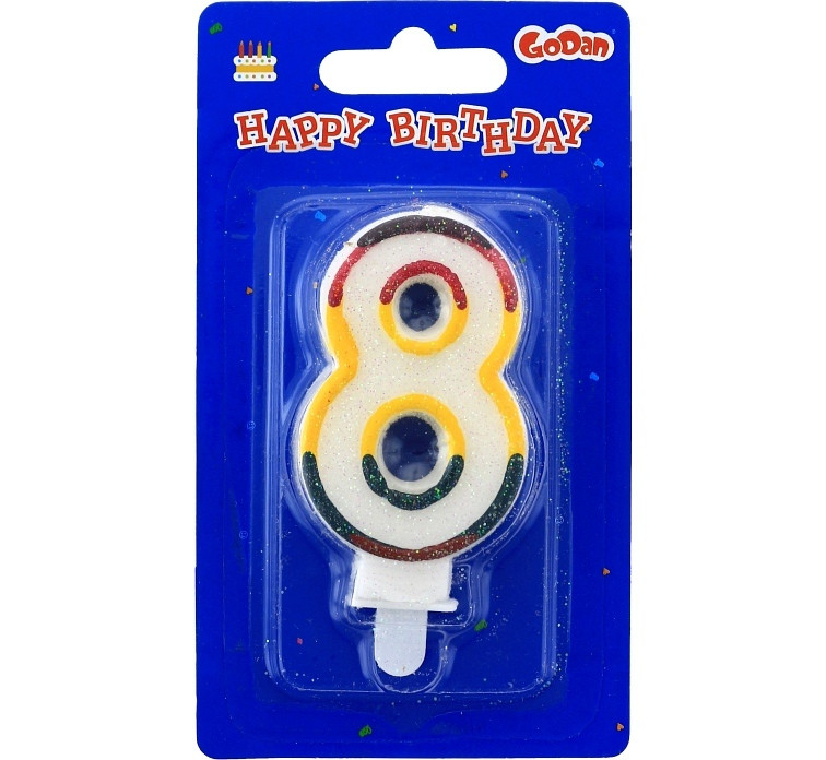 Świeczka cyferka z brokatem  "8" GoDan