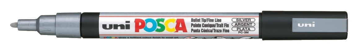 Marker z farbą plakatową Uni Posca, PC-3M 1,5mm srebrny