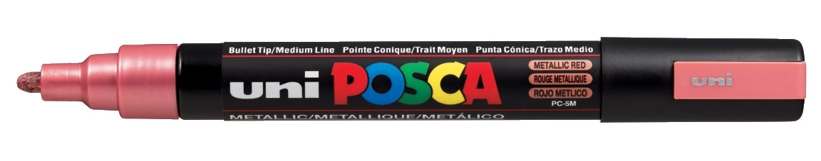 Marker z farbą plakatową Uni Posca, PC-5M 2,5mm metaliczny czerwony