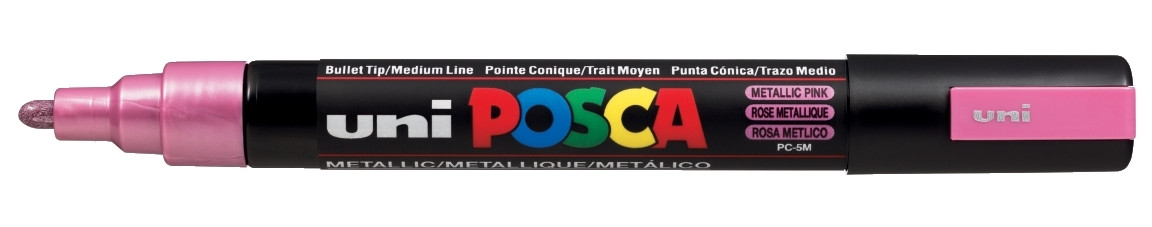 Marker z farbą plakatową Uni Posca, PC-5M 2,5mm metaliczny różowy