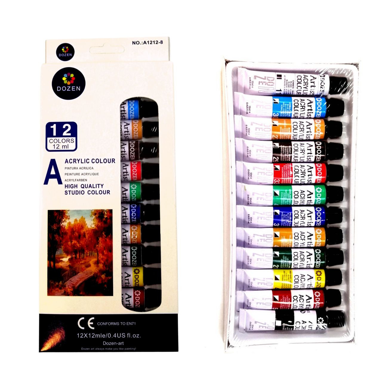 Farby Akrylowe 12 kolorów w tubce po 12ml KTW