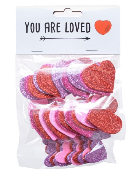 Naklejki - piankowe serduszka brokatowe Walentynki Arpex