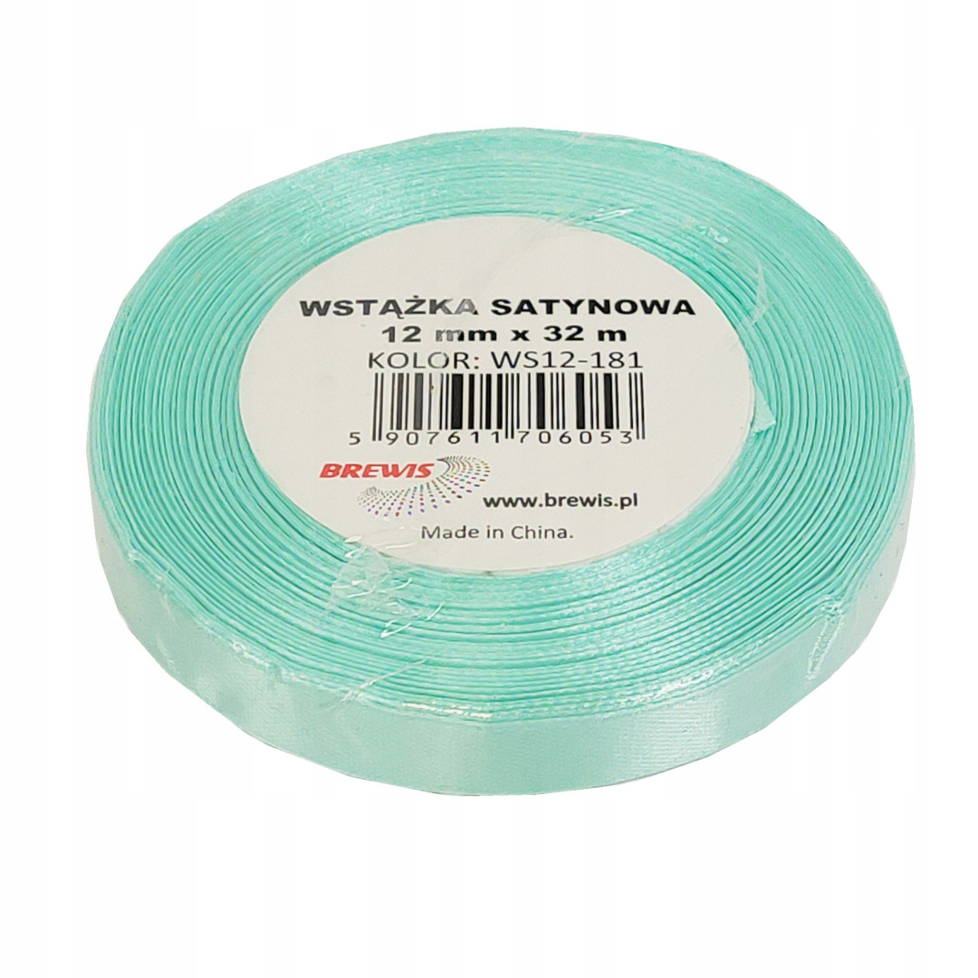 Wstążka satynowa 12mmx32m Miętowa WS12-181 Brewis