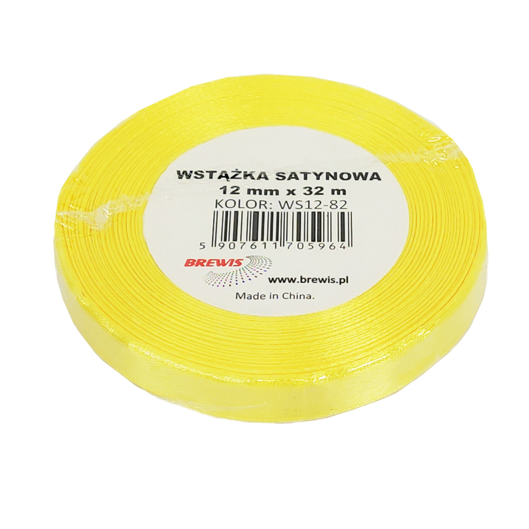 Wstążka satynowa 12mmx32m Kanarkowy WS12-82 Brewis