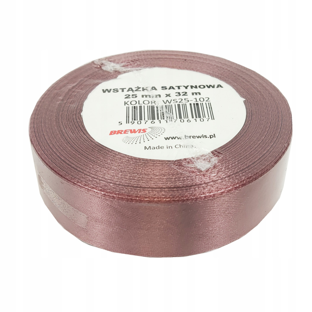 Wstążka satynowa 25mmx32m Brudny róż 102 Brewis