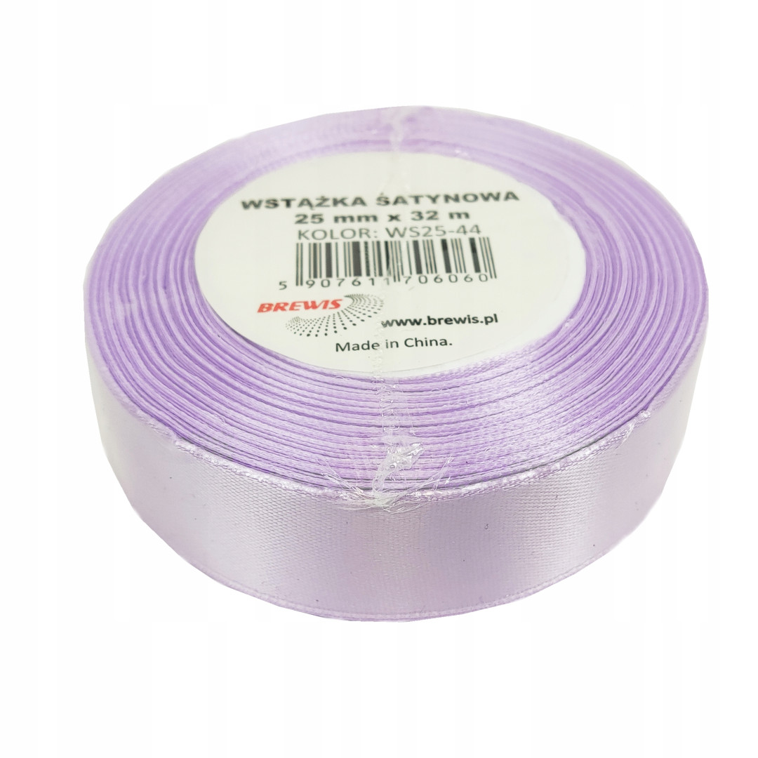 Wstążka satynowa 25mm/32m Jasna lawenda WS25-44 Brewis