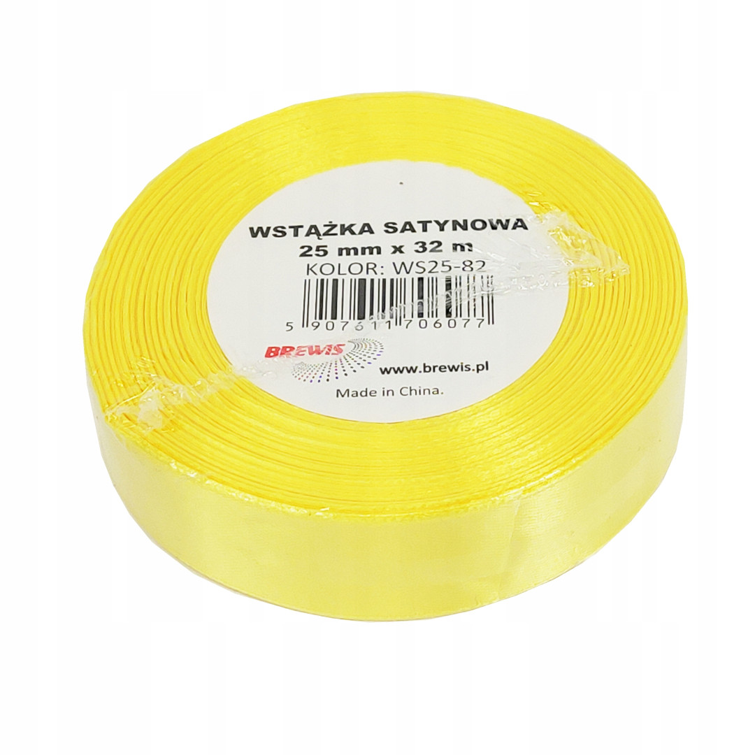 Wstążka satynowa 25mmx32m Kanarkowy WS25-82 Brewis