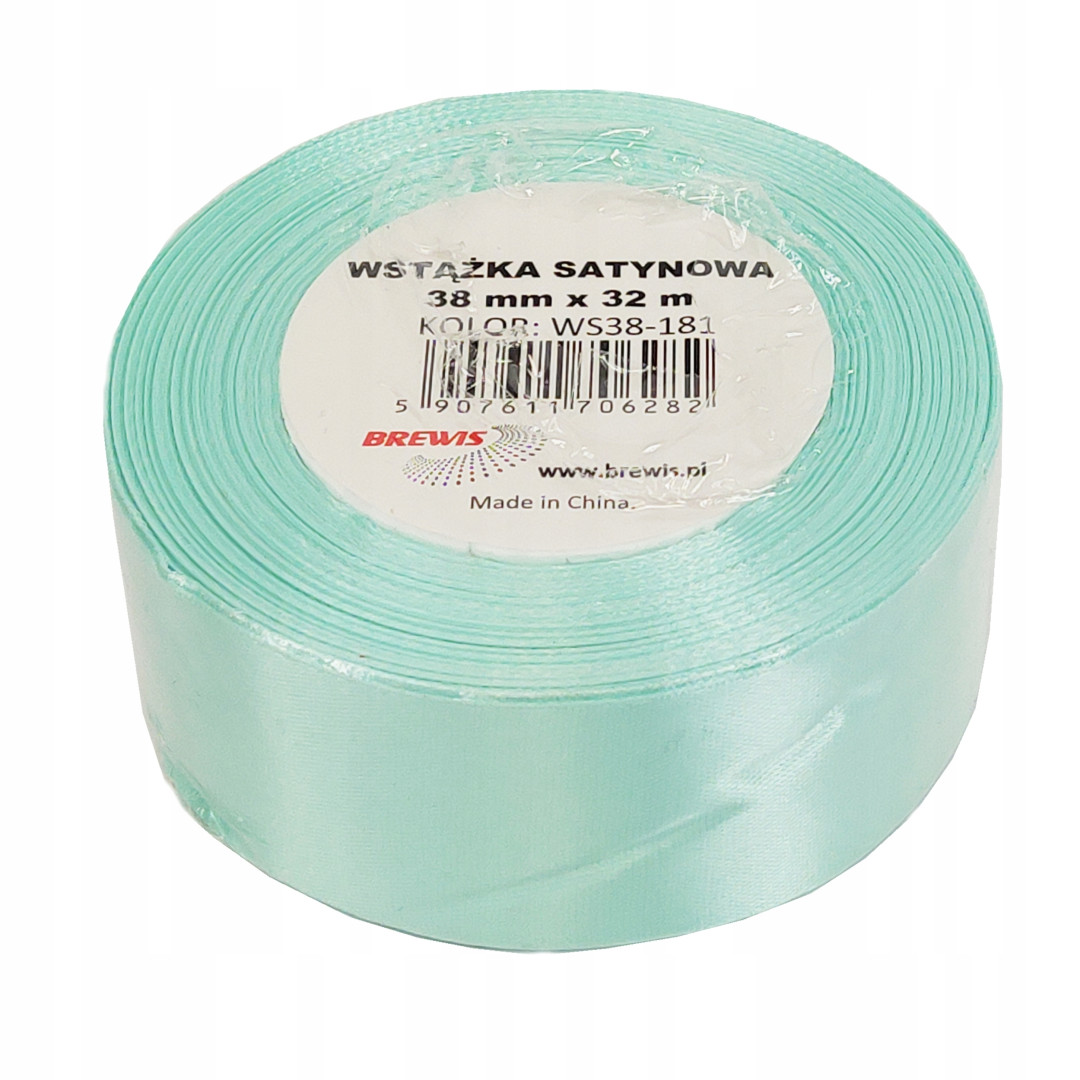 Wstążka satynowa 38mm/32m Miętowy WS38-181 Brewis