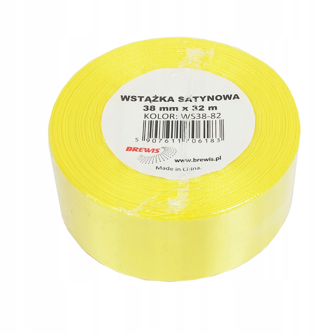 Wstążka satynowa 38mm/32m Kanarkowy WS38-82 Brewis
