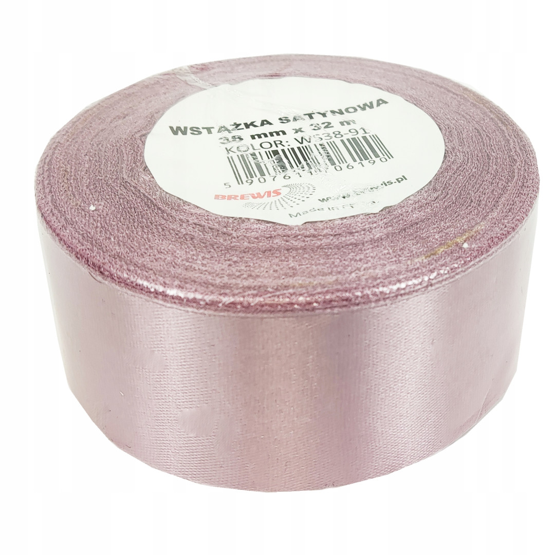 Wstążka satynowa 38mm/32m Ciemny pudrowy róż WS38-91 Brewis
