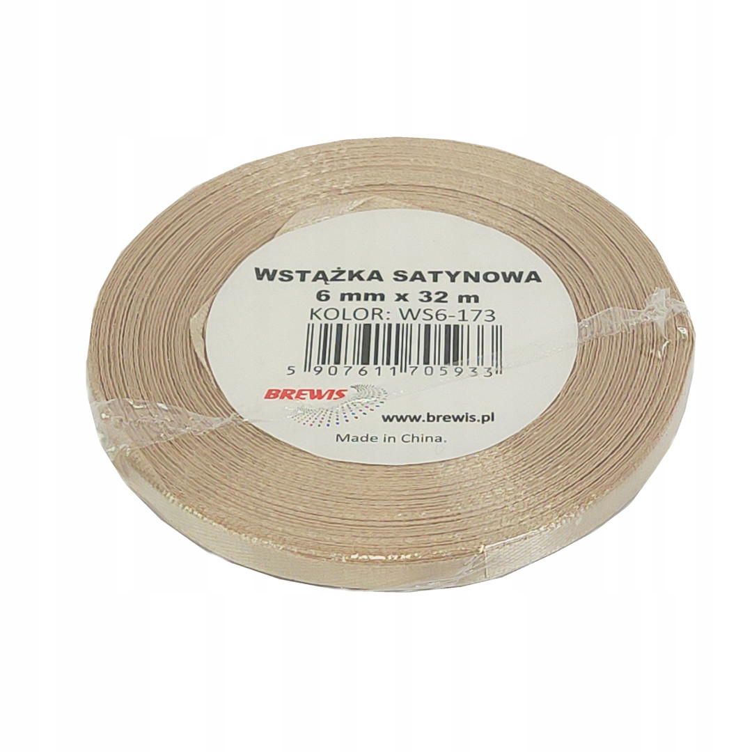 Wstążka satynowa 6mmx32m Migdałowy WS6-173 Brewis