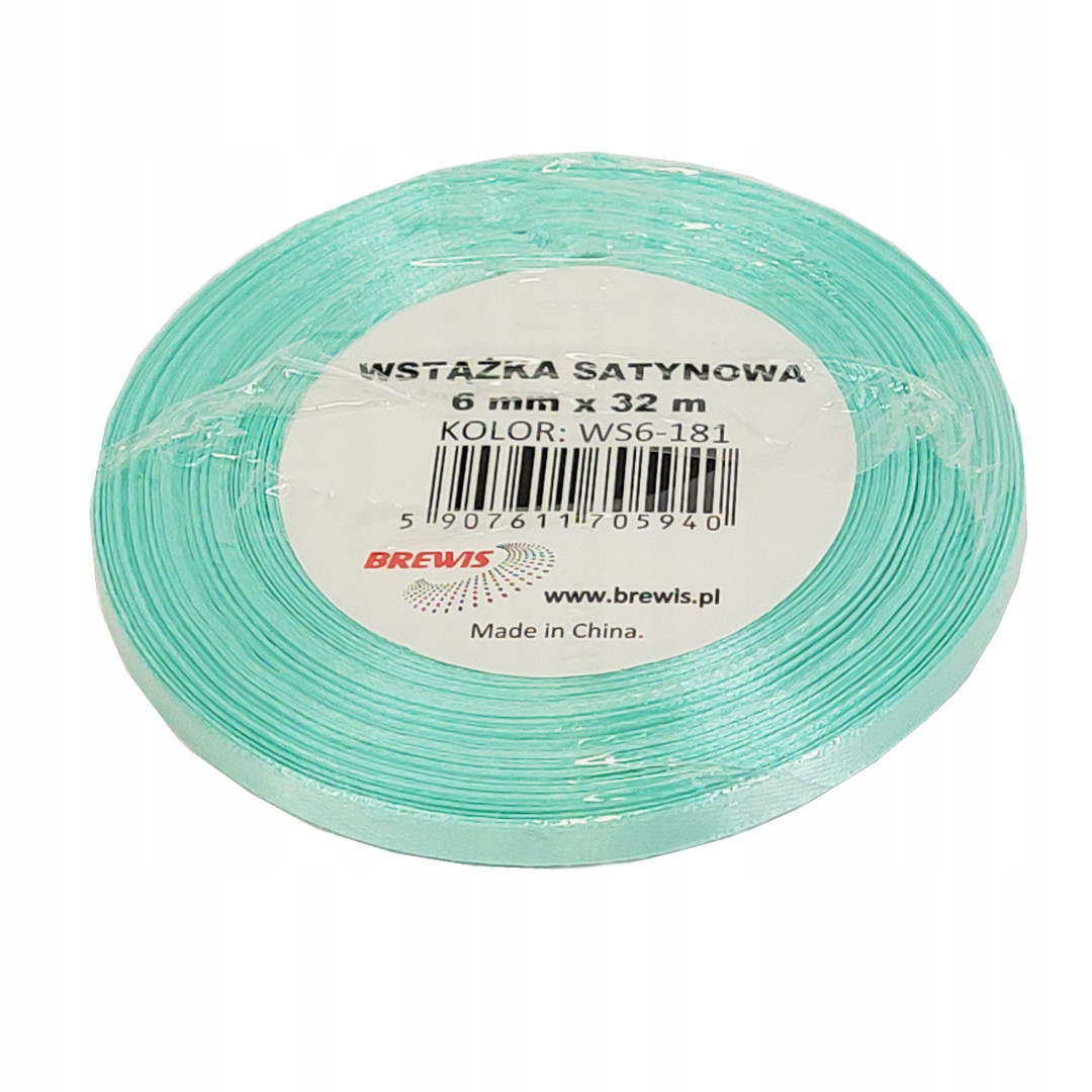 Wstążka satynowa 6mmx32m Miętowy WS6-181 Brewis