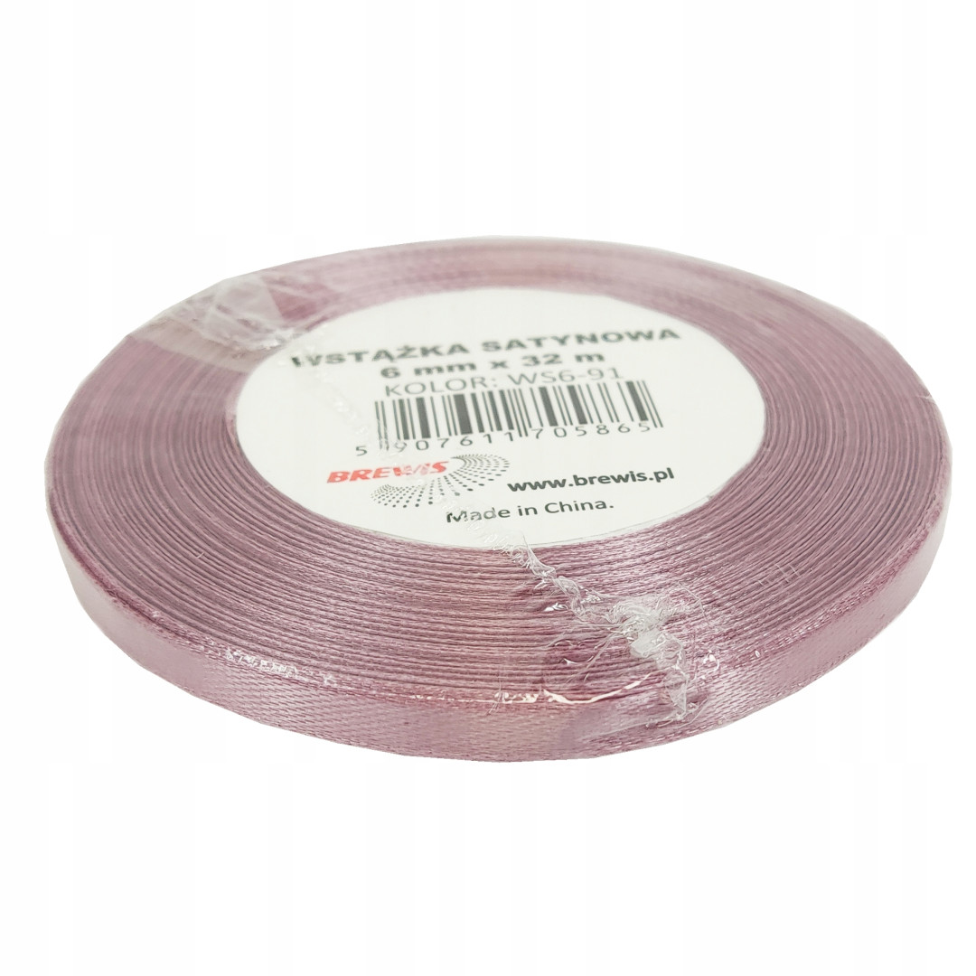 Wstążka satynowa 6mmx32m Ciemny pudrowy róż WS6-91 Brewis