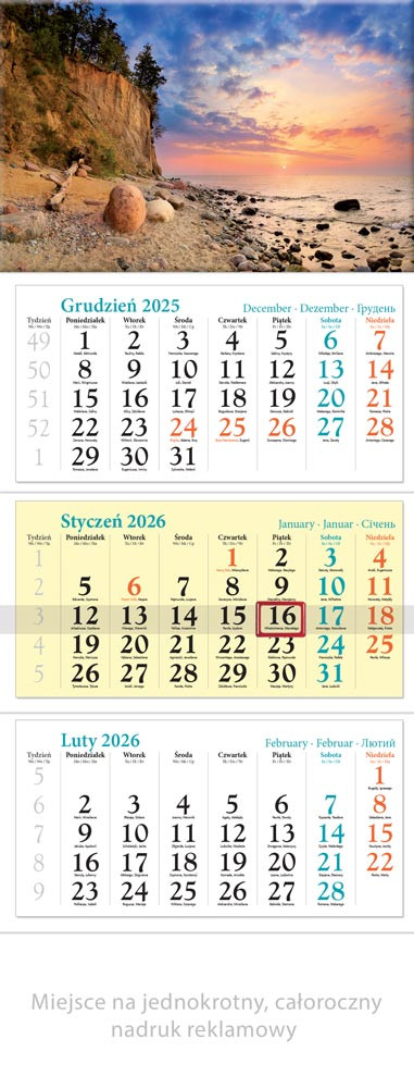 Kalendarz trójdzielny BAŁTYK LUCRUM KT02