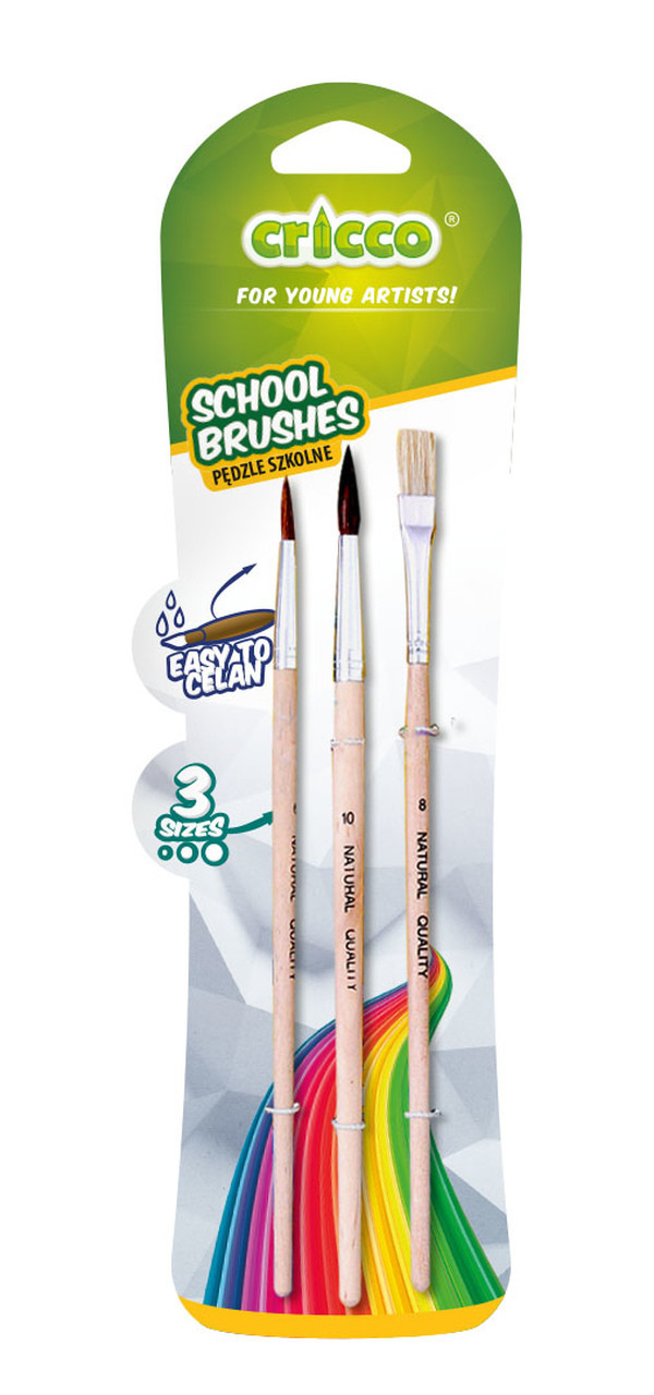 Pędzelki szkolne Cricco 3szt