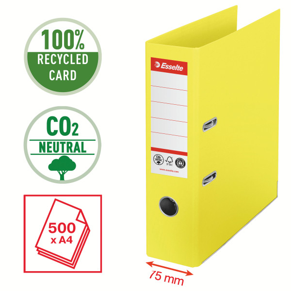 Segregator Esselte No.1 A4/75, neutralny pod względem emisji CO2, żółty