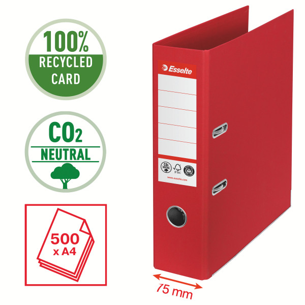 Segregator Esselte No.1 A4/75, neutralny pod względem emisji CO2, czerwony