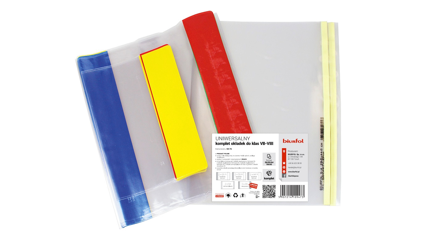 Okładka uniwersalna do klasy VII-VIII  (kpl)  OZ-76   Biurfol