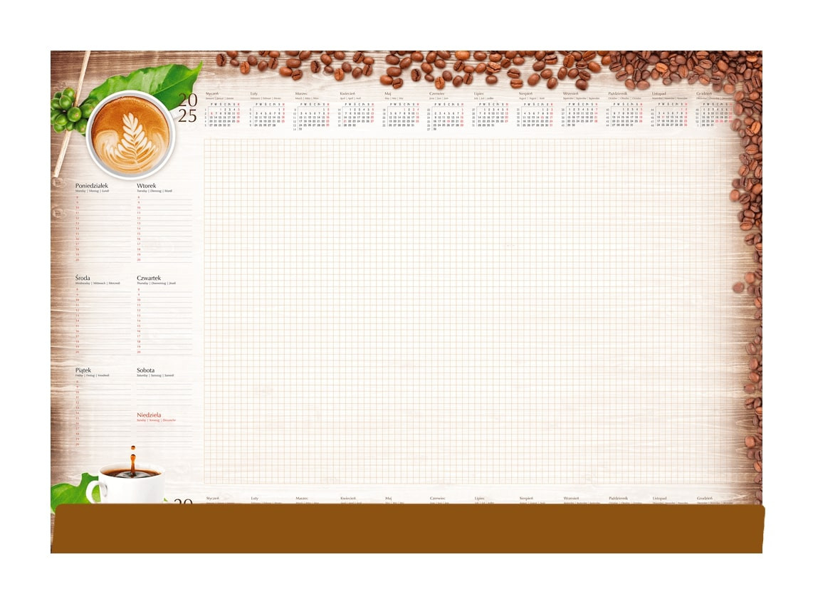 Terminarz-planer A2 z listwą MiP T-1-A2-2 Kawa