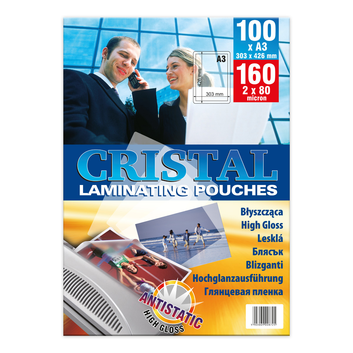 Folia laminacyjna błyszcząca A3 303x426 80mic. 100szt. Argo