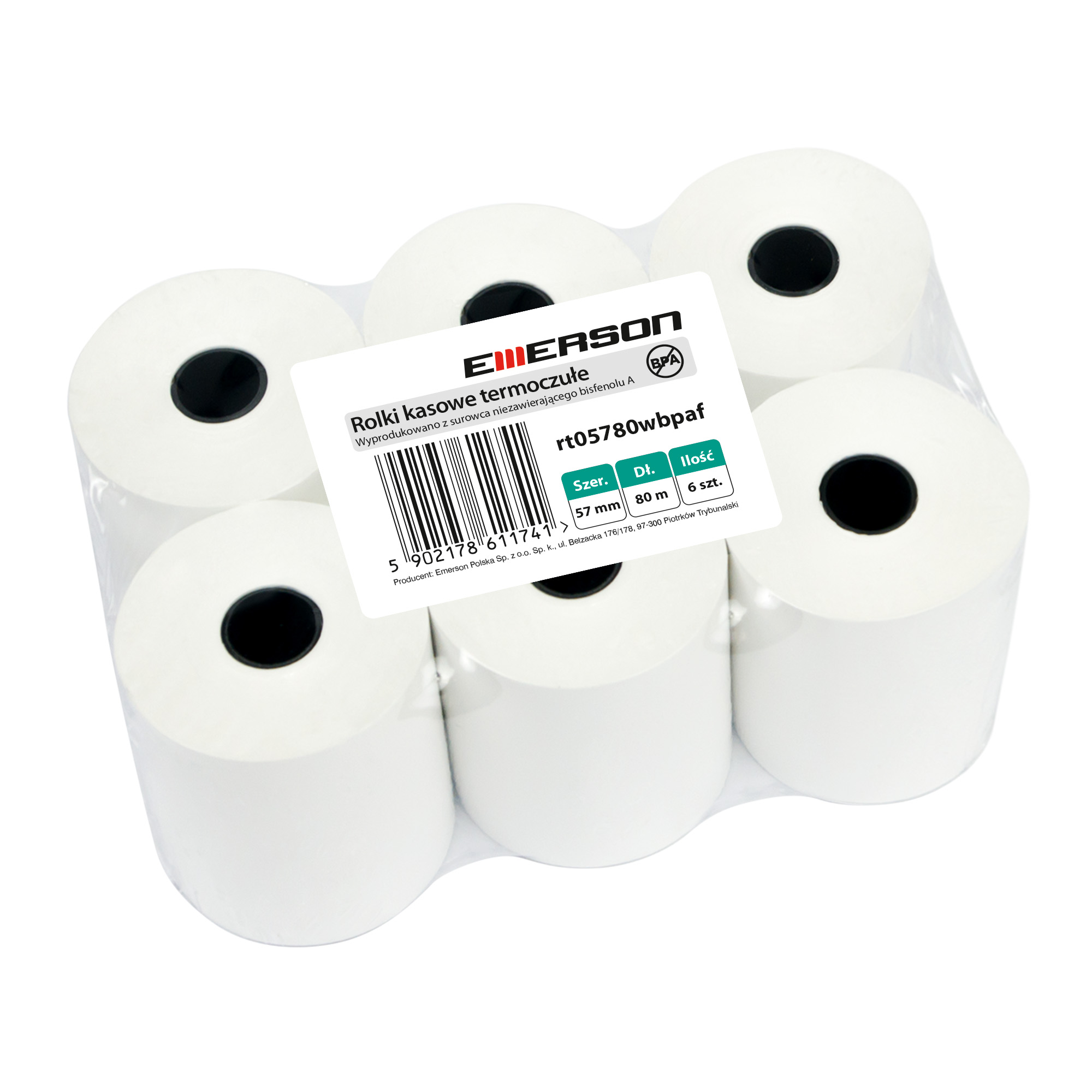 Rolka termiczna 57mm 80m 6szt Emerson BPA free