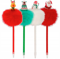 Długopis świąteczny z pomponem i figurką Incood