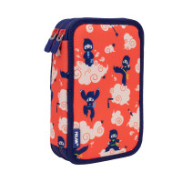 Piórnik 2-poziomowy z wyposażeniem  NINJUTSU czerwony Milan