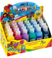 Farba witrażowa 22ML Amos - MIX (czerwony, żółty, czarny, zielony, fioletowy, niebieski) Kw Trade