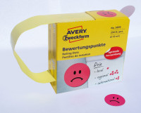 Etykieta, naklejka smutna buźka śr 19mm (250szt) czerwone 3859 Avery