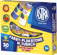 Farby plakatowe Astra 6 kolorów - tuba 30 ml