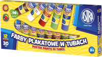 Farby plakatowe Astra 12 kolorów - tuba 30 ml